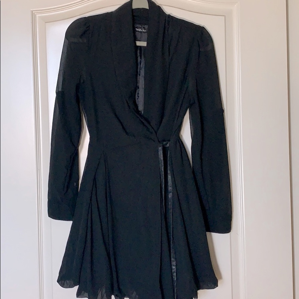 Black wrap around sheer dress
